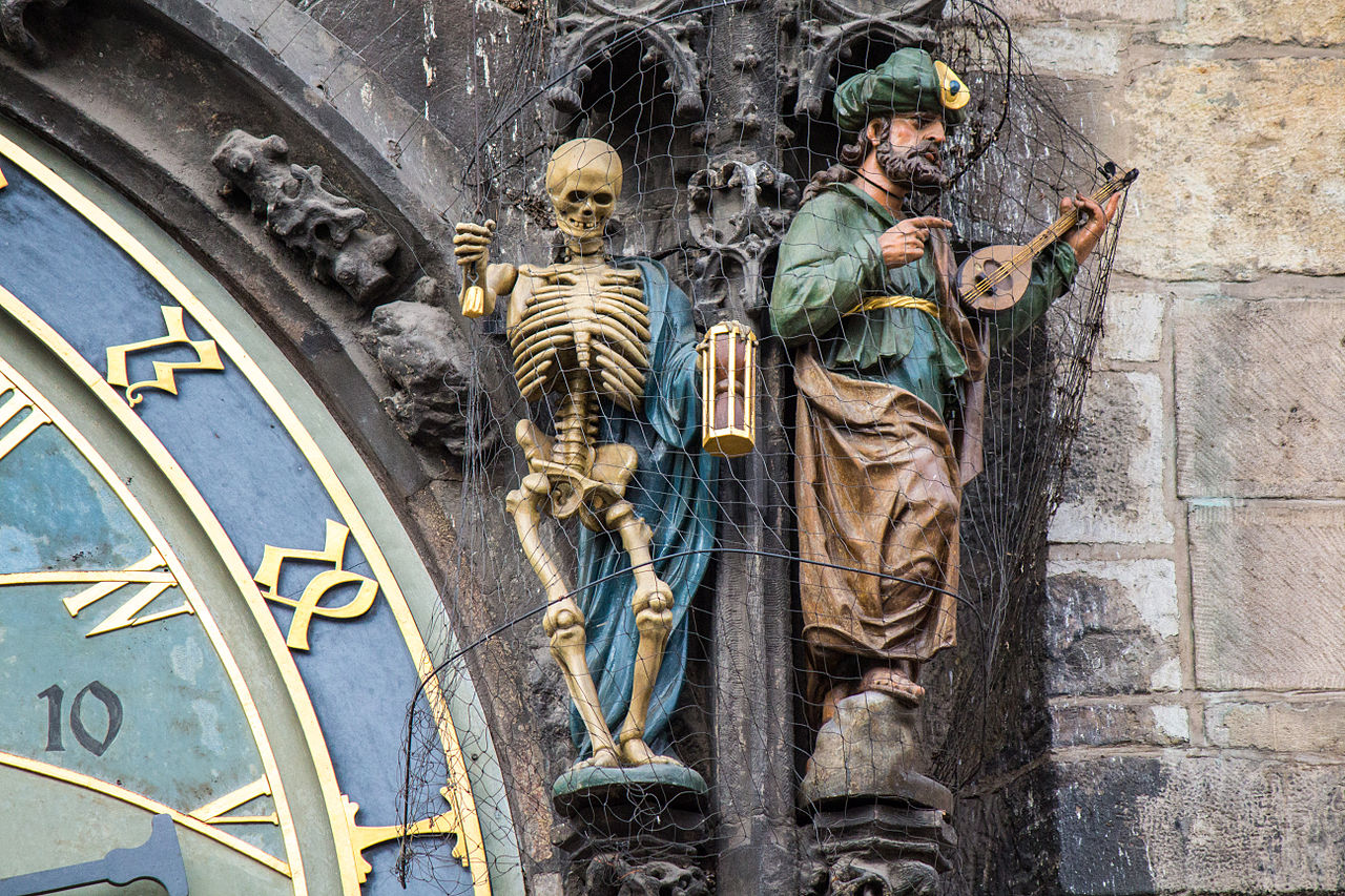 Skeleton statue on the Prague clock