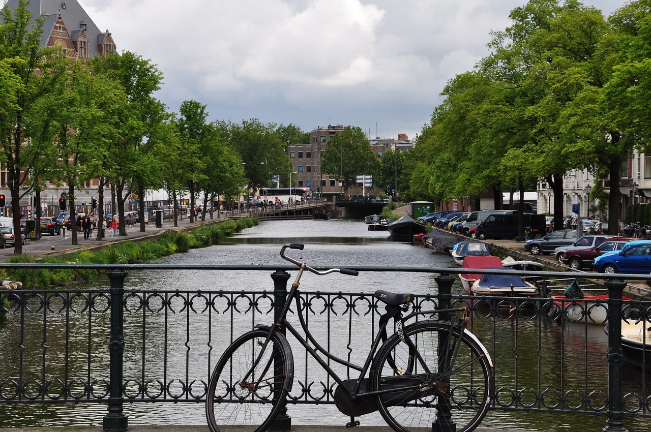 Bike on a canal bridge
